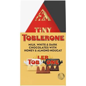 Tiny Toblerone Assorted Chocolate Bars, 7.61 oz (27 Pieces), Honey Almond Nougat, European Chocolate