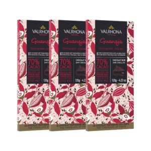 Valrhona Premium Dark Chocolate GUANAJA 70% Cacao Tasting Bar - Single Origin French Chocolate for Rich Cakes 70g (Pack of 3)