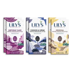 White Chocolate Style Bar Variety Pack By Lily's Sweets | Stevia Sweetened, Low-Carb, Keto | Gluten-Free, Non-GMO | 2.8oz, 6 Pack